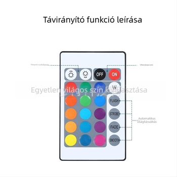 RGB színváltó izzó távirányítóval, 220V, E27 foglalat, A60, ünnepi hangulat