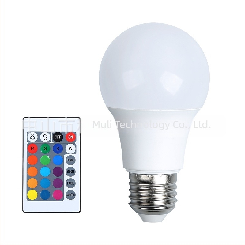 RGB színváltó izzó távirányítóval, 220V, E27 foglalat, A60, ünnepi hangulat