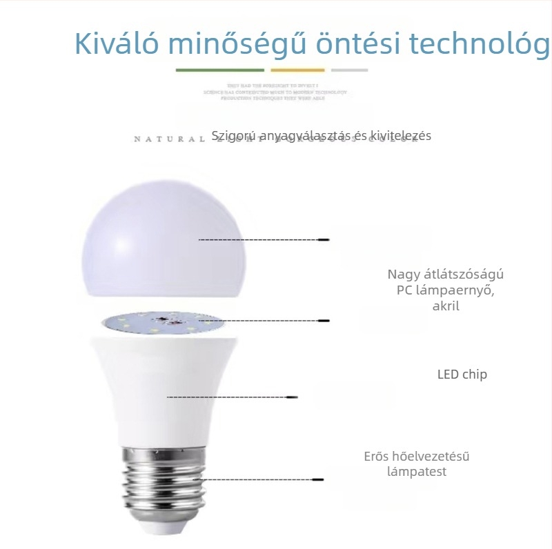 LED izzó E27, műanyag bevonatú alumínium ház, ultra fényes, szemkímélő, nincs villogás, energiatakarékos világítás