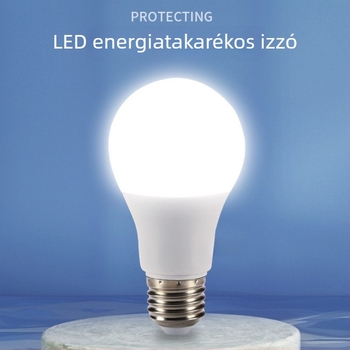 A-típusú LED-lámpa fehér fénnyel, szemvédelmi funkció, beltéri használatra, E27-es nagy menetes foglalattal, energiatakarékos