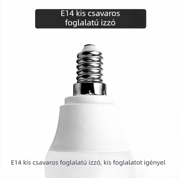 LED izzó műanyag bevonatú alumínium házzal, 5W, E14 csavaralj, 360° sugarú fény, IP65, energiahatékony LED fényforrás, modell QP6038