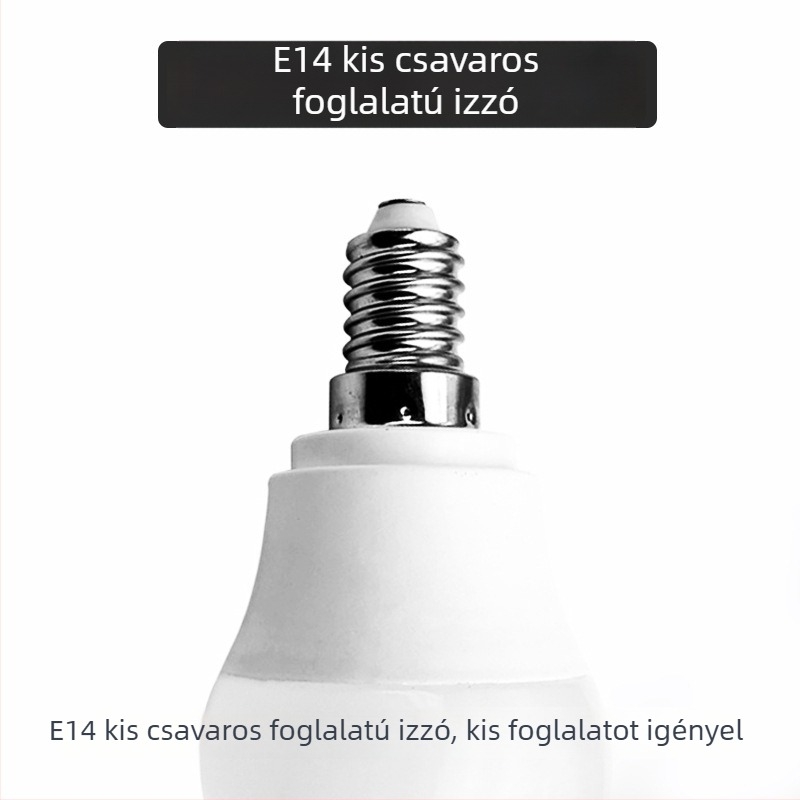 LED izzó műanyag bevonatú alumínium házzal, 5W, E14 csavaralj, 360° sugarú fény, IP65, energiahatékony LED fényforrás, modell QP6038