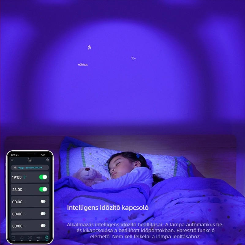Okos LED izzó alkalmazásvezérléssel, RGB, 9W, E27, Bluetooth, graffiti stílusú dizájn