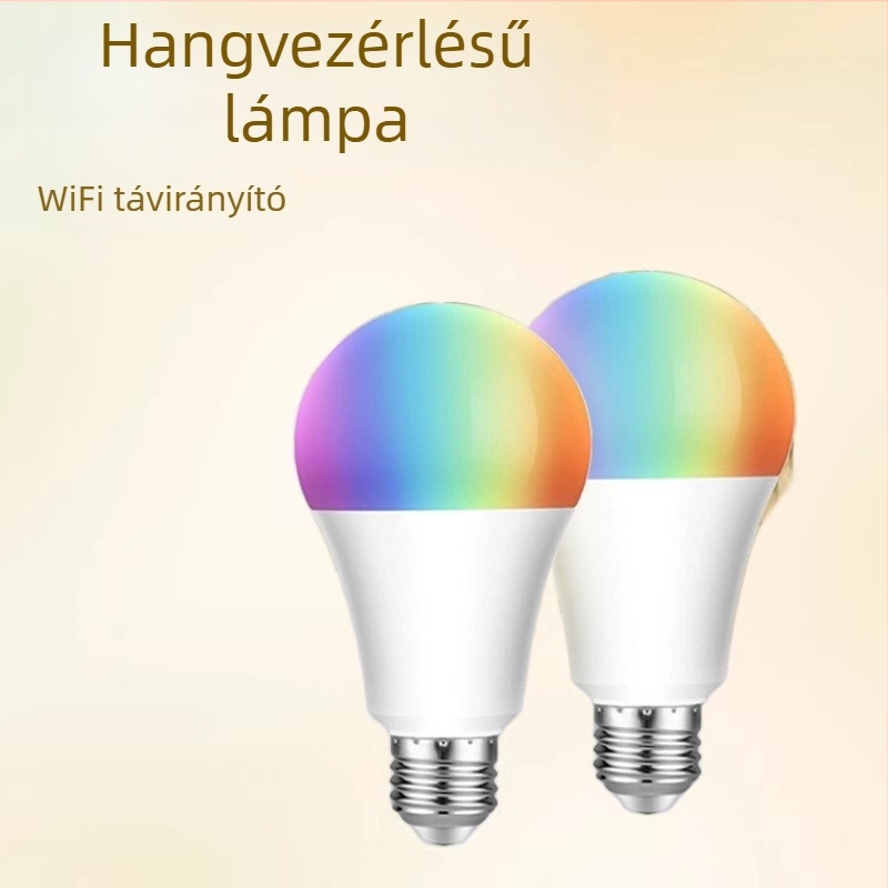 Wi-Fi és Bluetooth okos LED‑izzó, vezérlés alkalmazással, E27 foglalat, RGBWW, fényerő szabályozható