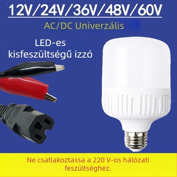 E27-es LED alacsony feszültségű izzó, AC/DC 12V, kompatibil 24V/36V/48V/60V, akkumulátor és napenergia alkalmazásokhoz, modell G-1063