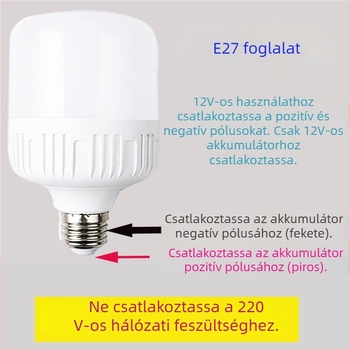 E27-es LED alacsony feszültségű izzó, AC/DC 12V, kompatibil 24V/36V/48V/60V, akkumulátor és napenergia alkalmazásokhoz, modell G-1063