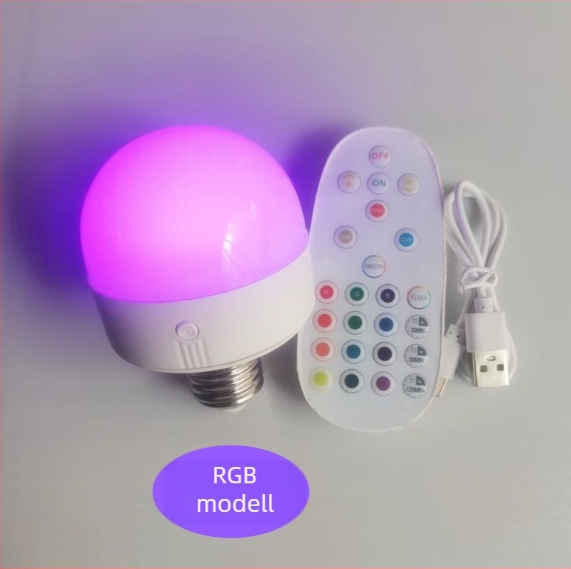 RGB újratölthető mágneses LED izzó, színváltó funkcióval, E27-es foglalat, hangulatvilágításhoz