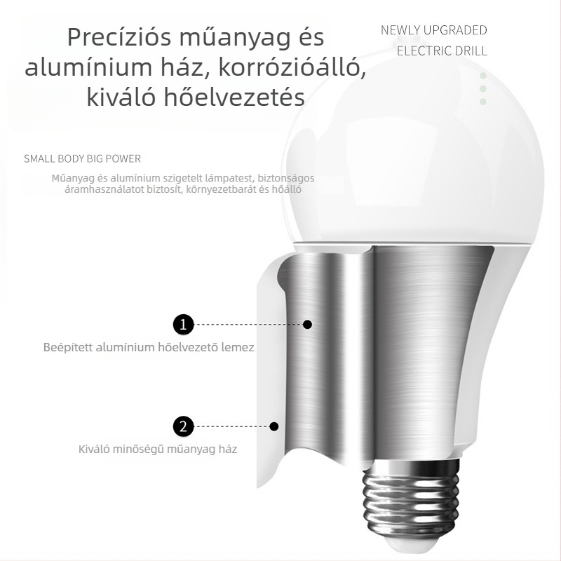 LED izzó 110V, E27/E14 foglalat, A19A forma, 80 lm, 30° fénysugár, állandó áram