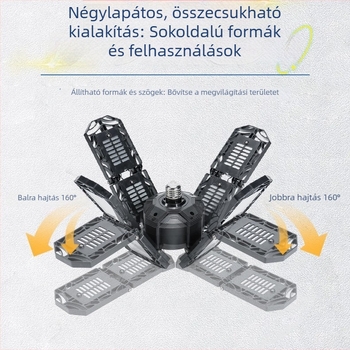 Összecsukható LED ipari és bányászati garázslámpa, 200W, 8-LED modul