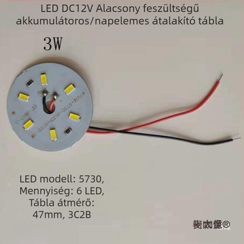 LED 12V DC alacsony feszültségű égő, 5730 LED panel retrofit, napelemes energia, 9W–21W, Metabo