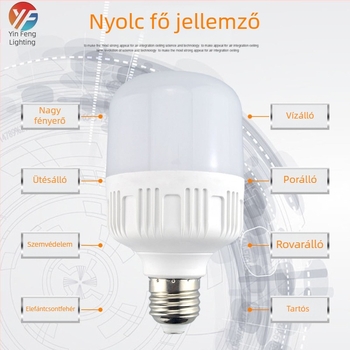Műanyag gömb LED lámpa, nagy fényerő, nagy teljesítmény, energiatakarékos