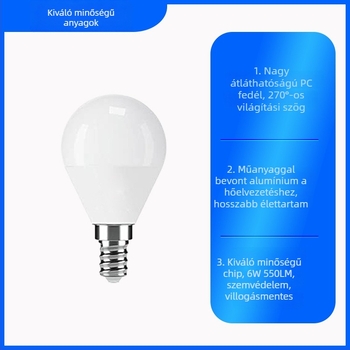 E14 LED-izzó, rendkívül világos, mini csavaros foglalat, 6W, melegfehér fény, 220V, otthoni használatra