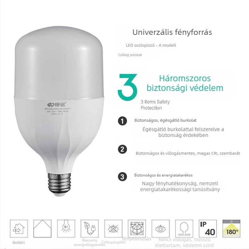 LED izzó E27-es csatlakozóval, energiatakarékos spirál LED lámpa otthoni használatra, fehér fény