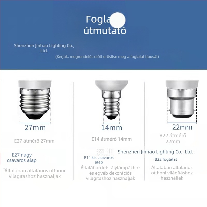LED lámpa B22 bajonett alap, A60, 10–15W, 220V, otthoni világítás