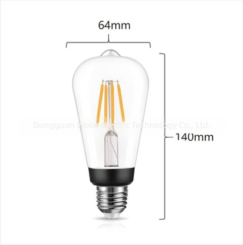 ST64 LED Edison szálas izzó, PC műanyagból, ütésálló, függőlámpa, nagy teljesítmény, retro ipari stílus