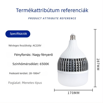 LED izzó vékony bordázott hűtőbordákkal, E27-es foglalat, 50–200 W, ipari világítás, ultra fényes, energiahatékony