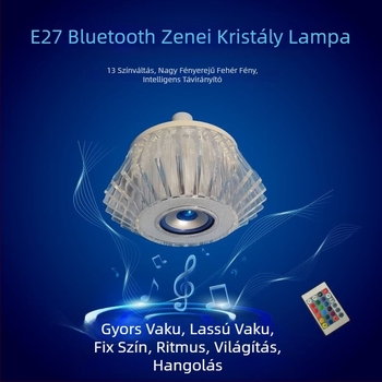 E27-es Bluetooth okos LED izzó, 13 szín RGB és fehér fény, nagy fényerő, távirányító