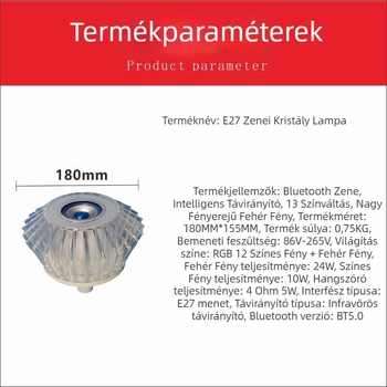 E27-es Bluetooth okos LED izzó, 13 szín RGB és fehér fény, nagy fényerő, távirányító