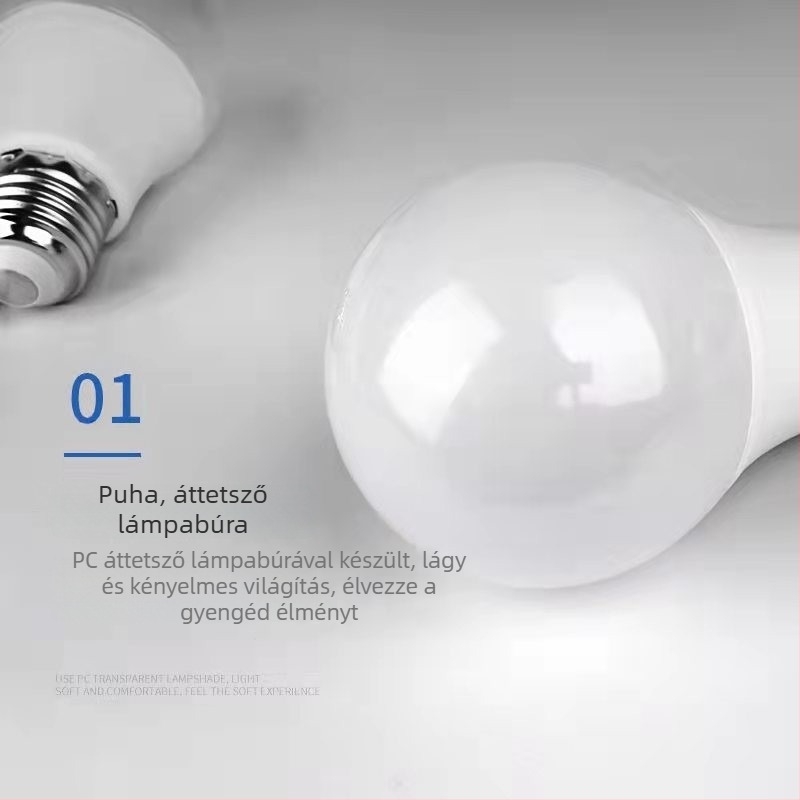 LED égő E27-es foglalattal, műanyag bevonatú alumíniumtest, beltéri használatra, nem dimmelhető