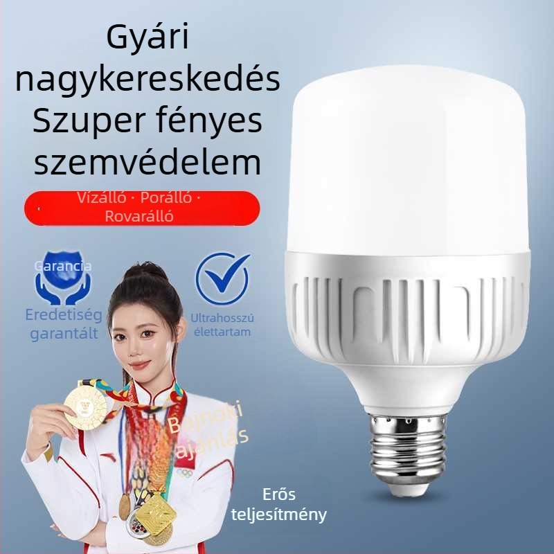 LED-lámpa E27-es foglalattal, műanyag burkolat, rendkívül fényes, energiatakarékos, otthoni használatra