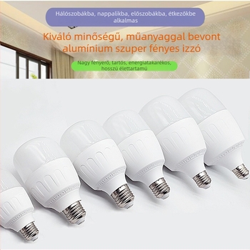Otthoni használatra szánt LED energiatakarékos izzó, E27-es foglalattal, műanyag bevonatú alumíniumtest, rendkívül fényes