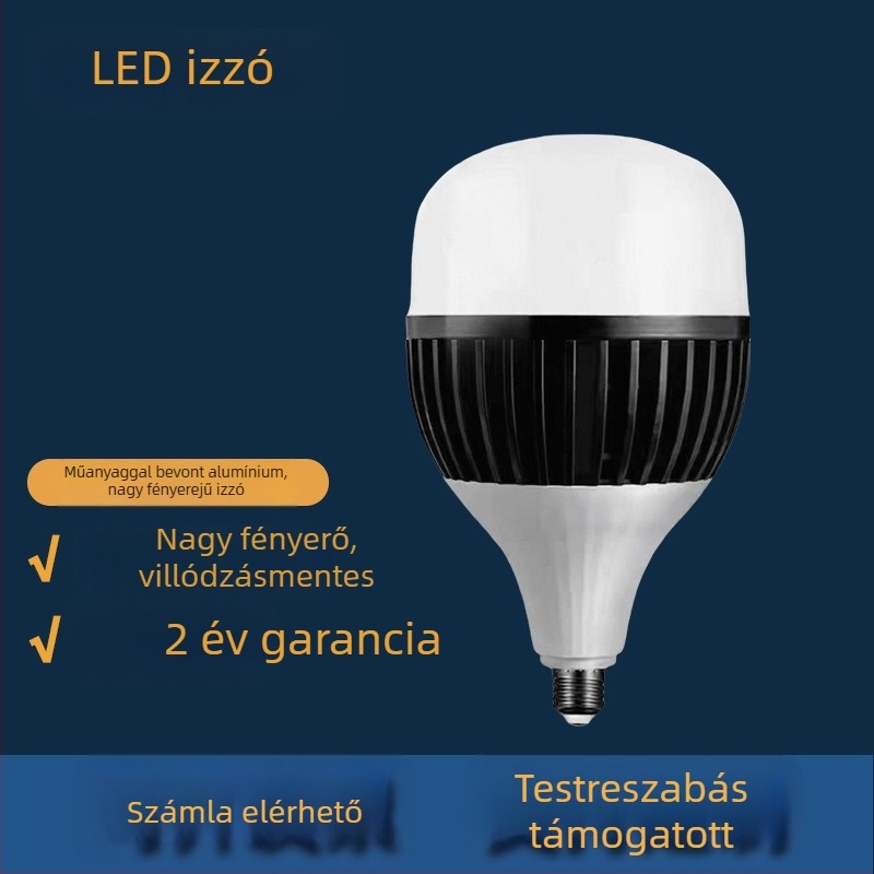 Nagy teljesítményű LED izzó bordás hűtőbordákkal, ipari világításhoz