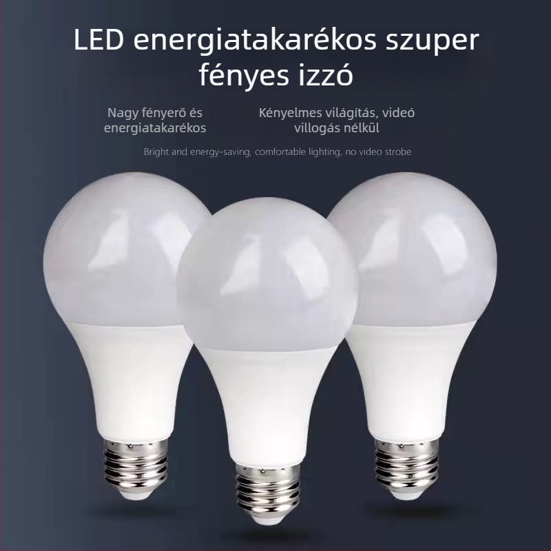 Ultra-fényes LED izzó műanyag bevonatú alumínium házzal, E27/B22 foglalat, beltéri használatra