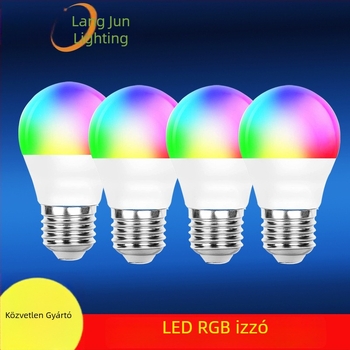 RGB LED A19 izzó távirányítóval, színváltó, fényerő-szabályozható, műanyag bevonatú alumínium ház, E27 foglalat