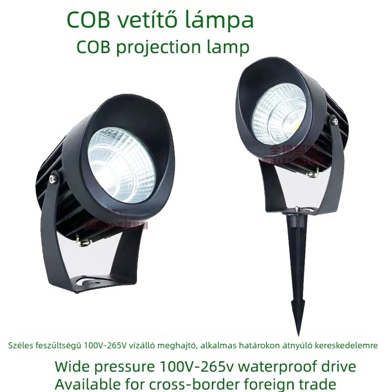 COB LED kültéri vízálló tájvilágító a kerthez és a villához, földön szerelt, 10W, IP66, 220V, alumínium ház, 36° fénysugár, CRI 80