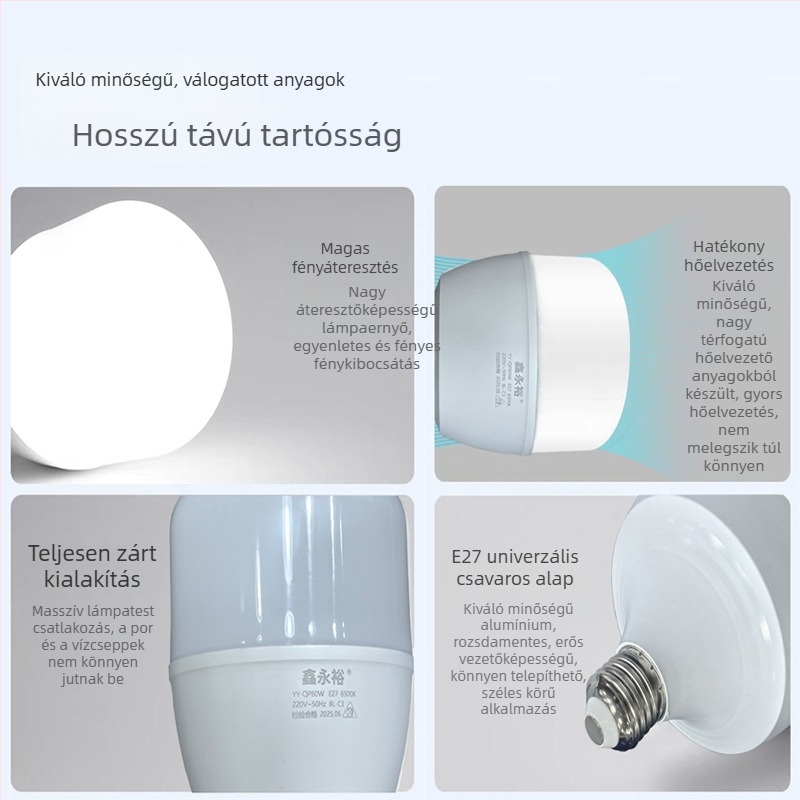 E27 LED égő – energiatakarékos, műhelyhez, raktárhoz, folyosóhoz és szupermarkethez; elérhető 10W, 30W vagy 60W