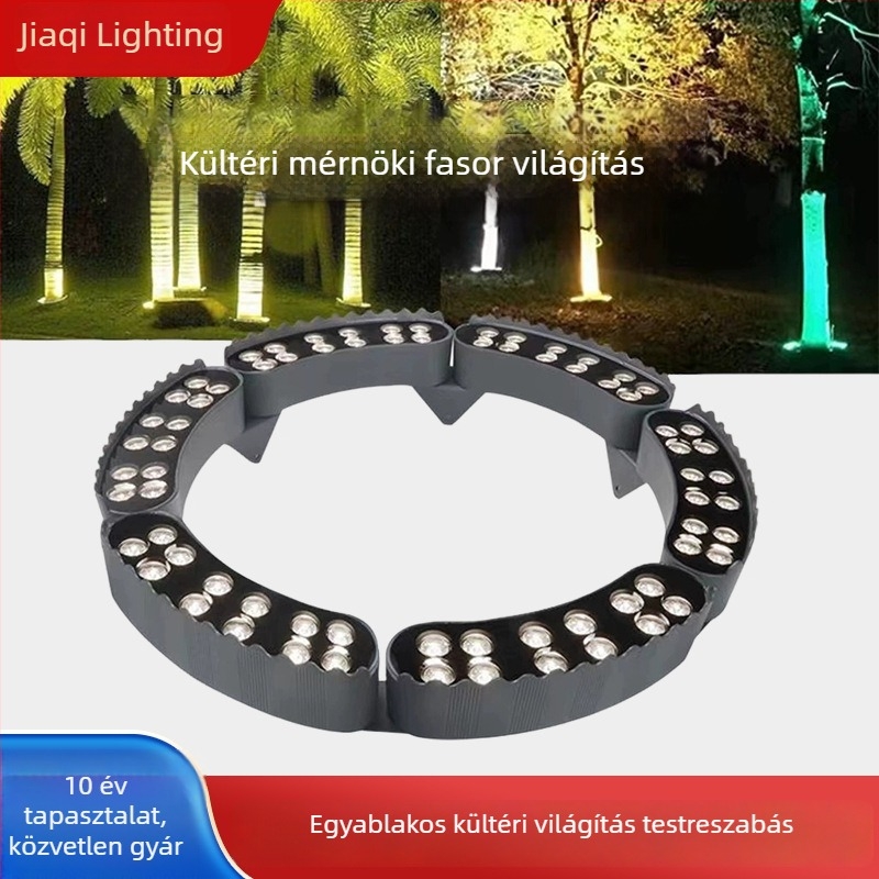 Kültéri LED gyűrűs fa világítás – kerthez, 180° flood világítás, alumínium ház, IP66, 24V, 12 LED