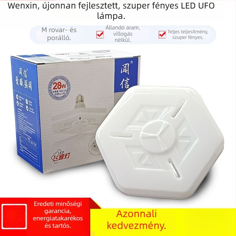 LED repülő korong alakú lámpa, E27-es foglalat, 18W, 28W, 38W vagy 48W, nagy teljesítmény, villogásmentes, energiahatékony