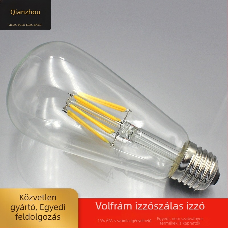 LED wolframfilament lámpa T64 – retro ST64 E27, ipari stílus