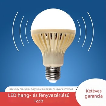 LED energiatakarékos lámpa mozgásérzékelővel és hang- és fényvezérléssel, E27-es foglalat, 220V, 330 lm