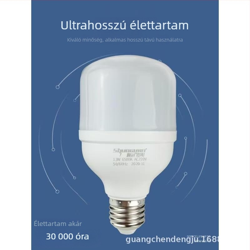 Shunguan LED izzó, energiatakarékos, nagy fényerő, flicker-mentes, E27 foglalat, 2400 lm, CRI 80–90, 220V, otthoni használatra