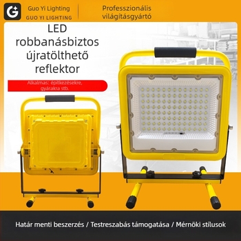 Robbanásbiztos LED-reflektor, kültéri vízálló, újratölthető, hordozható kempingezéshez és vészhelyzetekhez