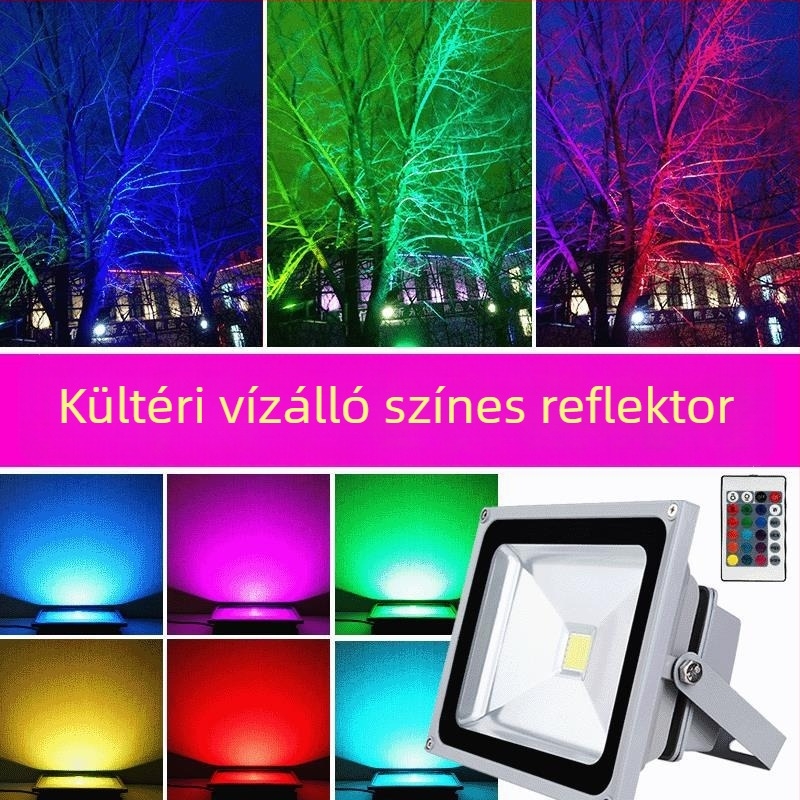 Távirányítós RGB LED flood fény kültéri használatra, fák megvilágítására, kerthez és parkokhoz, vízálló
