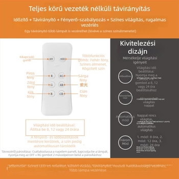 Napelemes LED reflektor kerthez RGB színű világítással, gyep- és kültéri tájvilágítás, IP66, távirányító, 12W