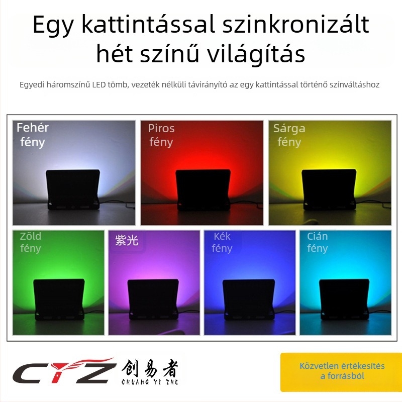 Napelemes LED reflektor kerthez RGB színű világítással, gyep- és kültéri tájvilágítás, IP66, távirányító, 12W