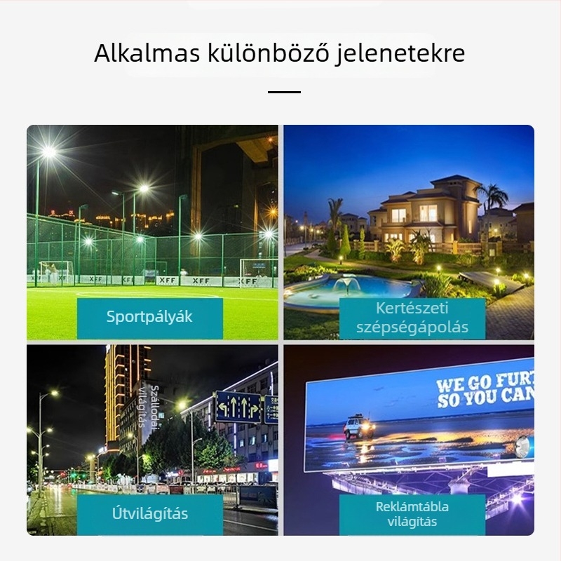 Kültéri LED-reflektor, IP65, 300W, fehér fény, kerthez, 180° fénysugár