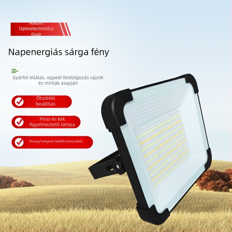 Napelemes LED-szórófény kültéri használatra – hordozható vészvilágítás, nagy teljesítmény, ideális standokhoz és kerthez