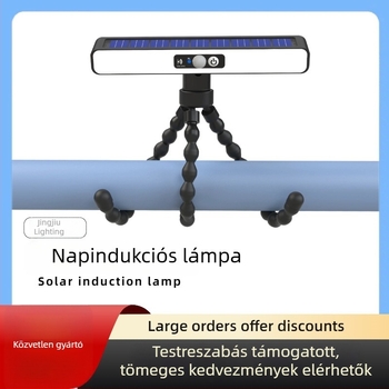 Napelemes polip alakú lámpa, kültéri, vízálló, klipszes, mozgásérzékelővel, fal- és utcai világítás