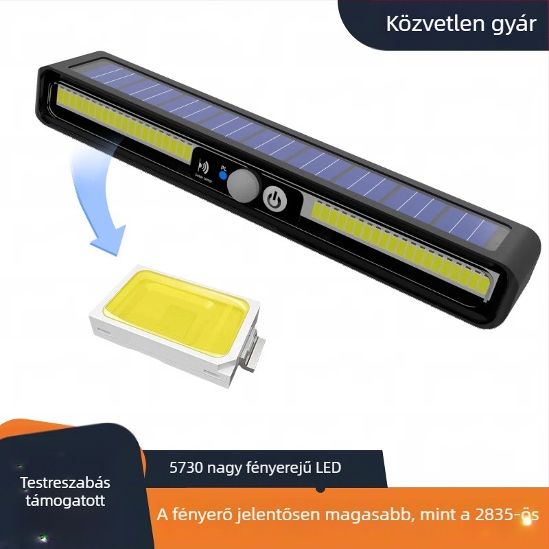 Napelemes polip alakú lámpa, kültéri, vízálló, klipszes, mozgásérzékelővel, fal- és utcai világítás