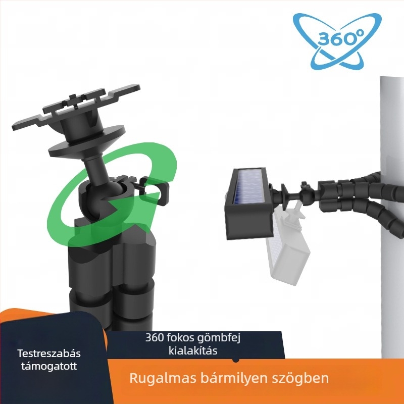 Napelemes polip alakú lámpa, kültéri, vízálló, klipszes, mozgásérzékelővel, fal- és utcai világítás