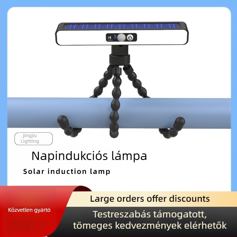 Napelemes polip alakú lámpa, kültéri, vízálló, klipszes, mozgásérzékelővel, fal- és utcai világítás