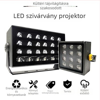 LED szivárványos vetítőfény, 24W, DC24V, IP65, alumínium ház, négyszögletes, 24 LED, CRI 90, 1400 lm, 30° fénycsóva-sugár, méretek 315×180×87 mm, kültéri használatra