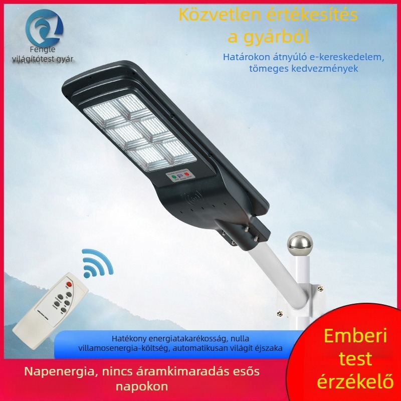 Napelemes LED kültéri lámpa udvarra és kertbe mozgásérzékelővel és távirányítóval