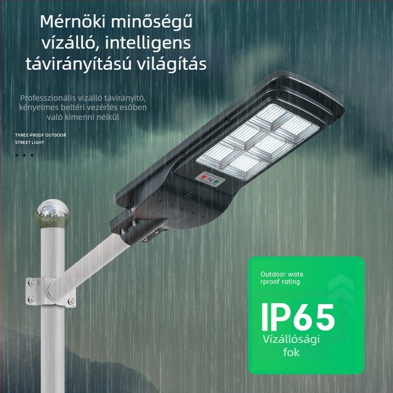 Napelemes LED kültéri lámpa udvarra és kertbe mozgásérzékelővel és távirányítóval