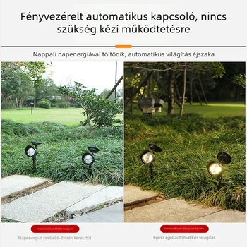Napelemes gyepfény spot 4 LED-del, kültéri tájvilágítás, kertdekoráció, fák megvilágítása
