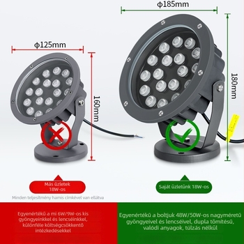 Vastagított alumínium LED fa világítás fákhoz, kültéri vízálló földre szerelhető RGB világítás